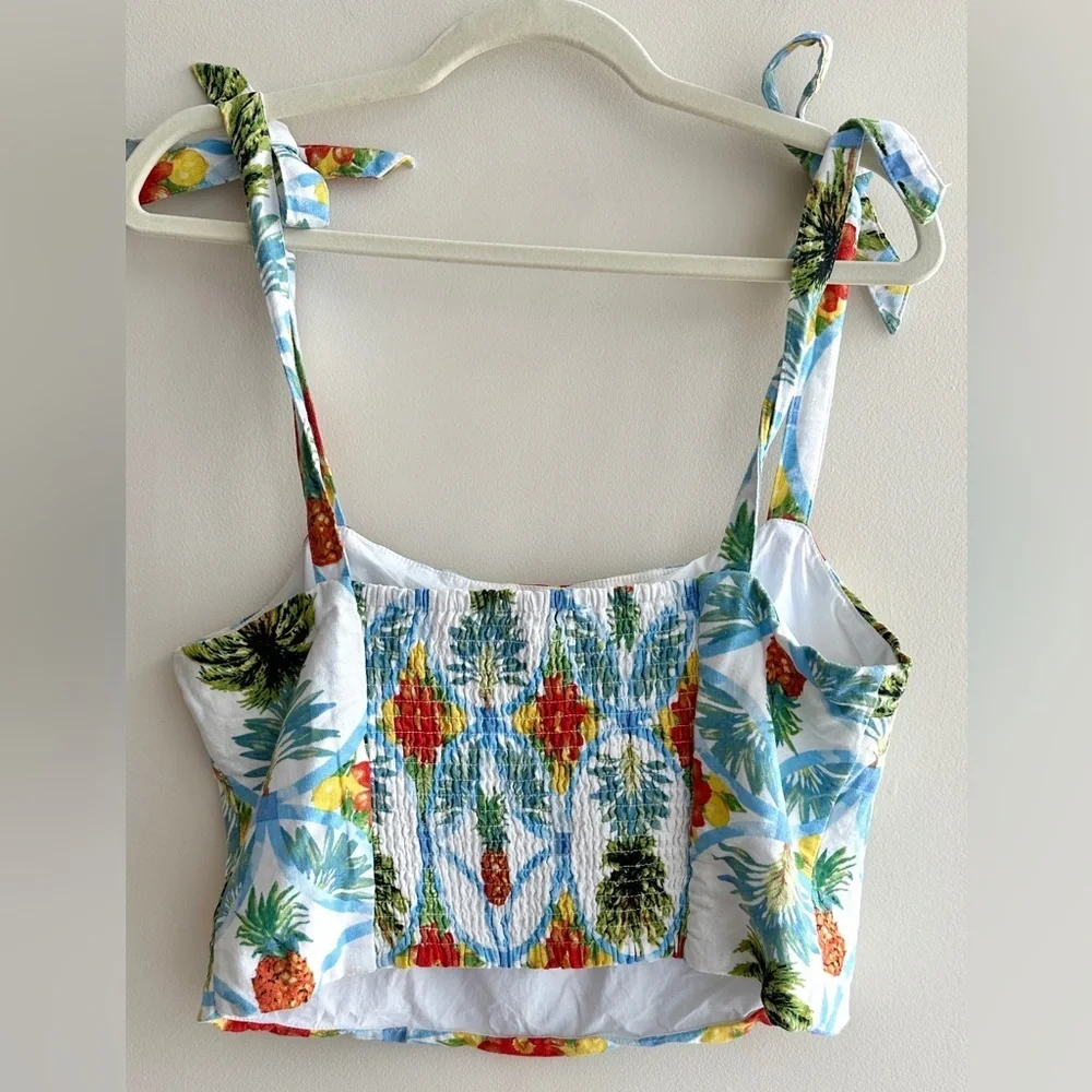 Rachel Zoe Tropical Print Matching Tank Top & A-Line Skirt Set,Blue/Green, Large - Picture 8 of 16